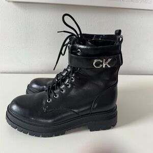 Calvin Klein Black Combat Boots